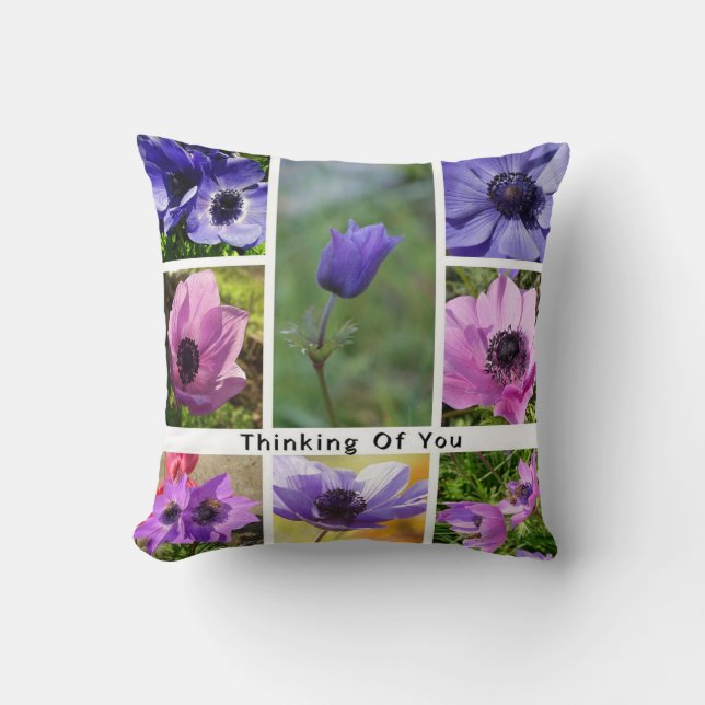 Thinking of You Anemone Photo Collage Cushion (Front)
