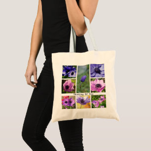 Thinking of You Anemone Photo Collage Tote Bag