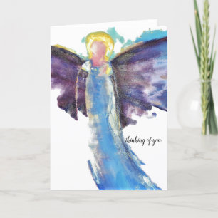 Thinking of you angel wings thank you card