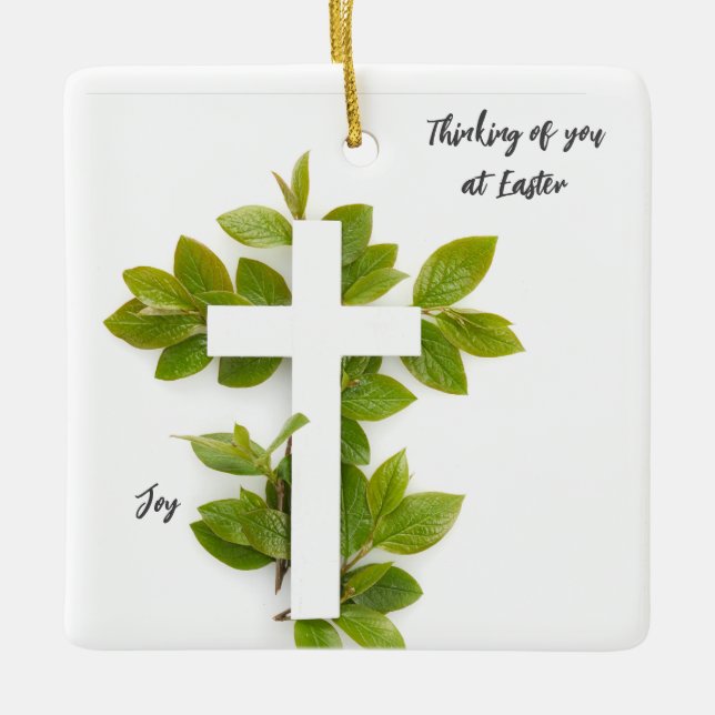Thinking of you at Easter editable text  Ceramic Ornament (Front)