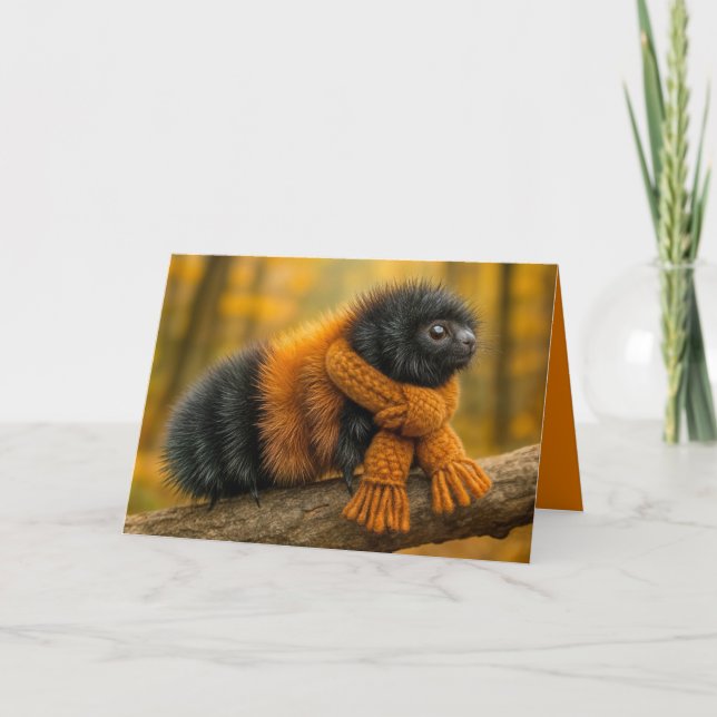 Thinking of You Autumn Woolly Bear Caterpillar Card (Front)
