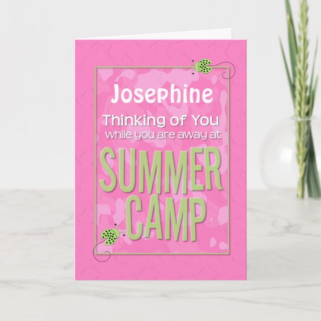 Thinking of You Away at Summer Camp Custom Name Card (Front)