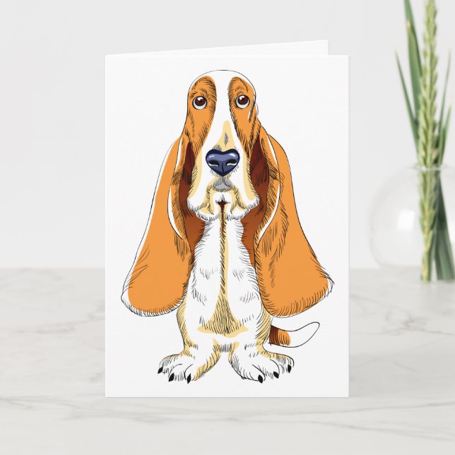 Thinking Of You Basset Hound Puppy Dog Card (Front)