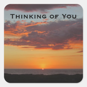 Thinking of You Beach Coast Evening Sunset Square Sticker