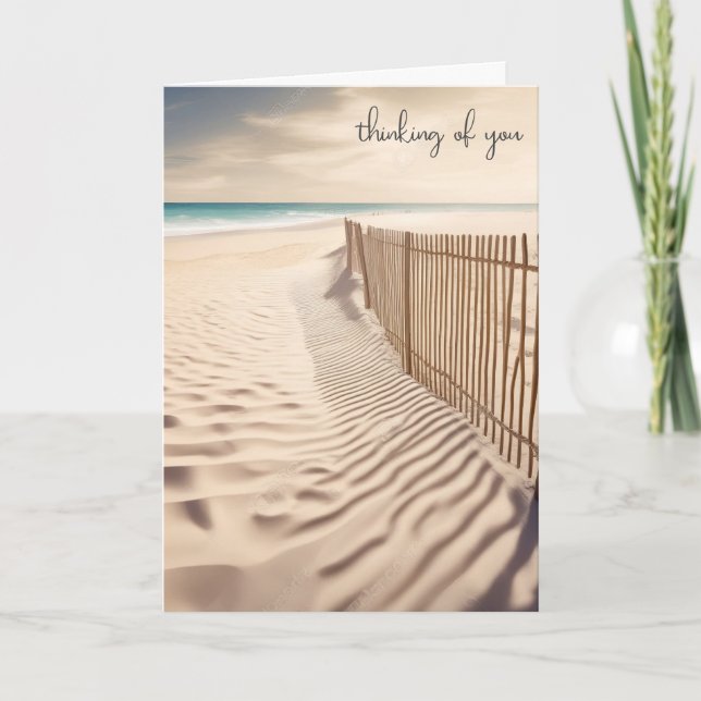 Thinking of You Beach Fence In Sand Card (Front)