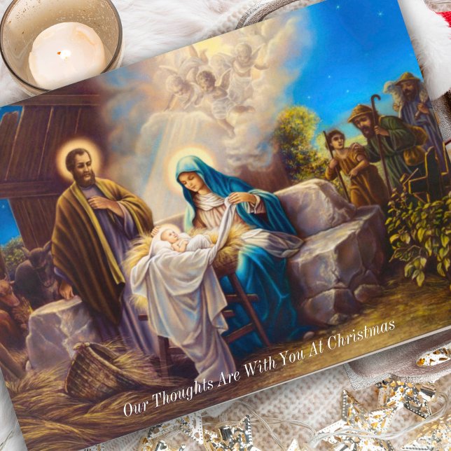 Thinking of You Bereavement Condolence Sympathy Holiday Card (Thinking of you, Christmas sympathy condolence card Nativity Scene.)