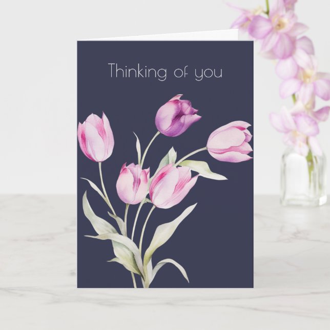 Thinking of You Botanical Tulip Flower Boho Card (Orchid)