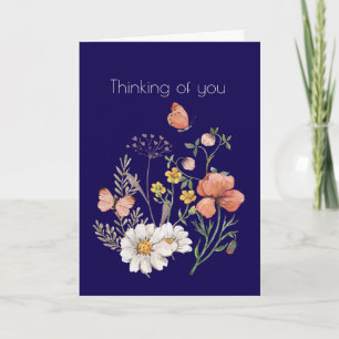 Thinking of You Botanical Wildflower Flower Boho Holiday Card
