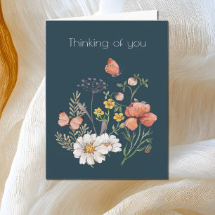 Thinking of You Botanical Wildflower Flower Boho Thank You Card