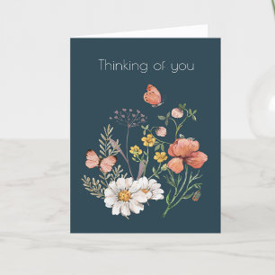 Thinking of You Botanical Wildflower Flower Boho Thank You Card