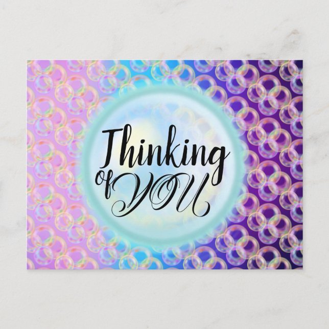 Thinking of you Bubble Elegant Pretty Rainbow Postcard (Front)