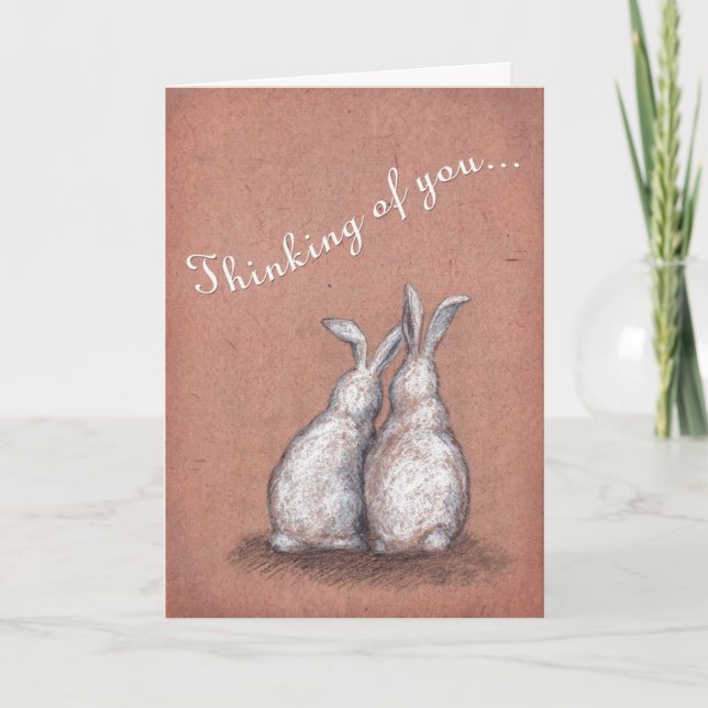 Thinking of You Bunnies Custom Greeting Card (Front)