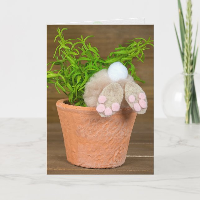 thinking of you-bunny in flower pot card (Front)