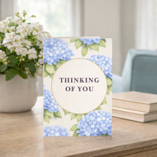 Thinking of You Card   Blue Hydrangea Floral