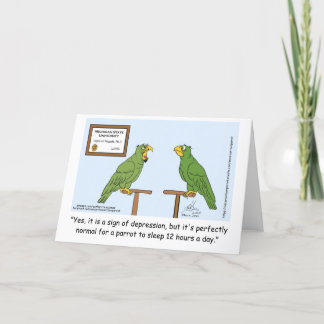 Thinking of you card Oscar the Cartoon Parrot
