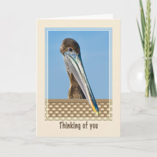 Thinking of You Card with Brown Pelican