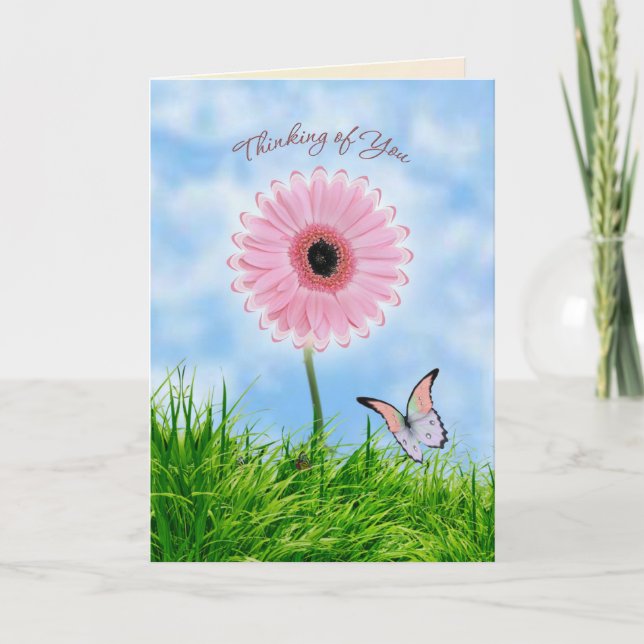 Thinking of You Card with daisy-gerbera flower (Front)