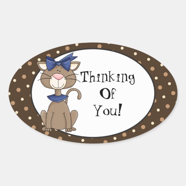 Thinking of you cartoon cat sticker (Front)