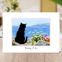 Thinking of you Cat by the sea Personalised
