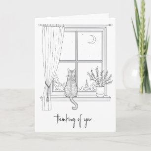Thinking of You Cat in Window  Card