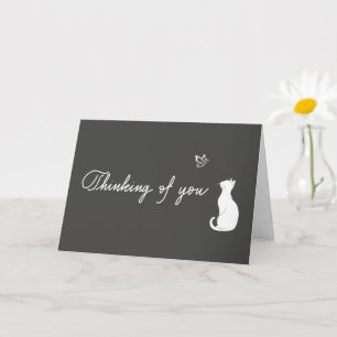 Thinking of You Charcoal Cat Loss Sympathy Card