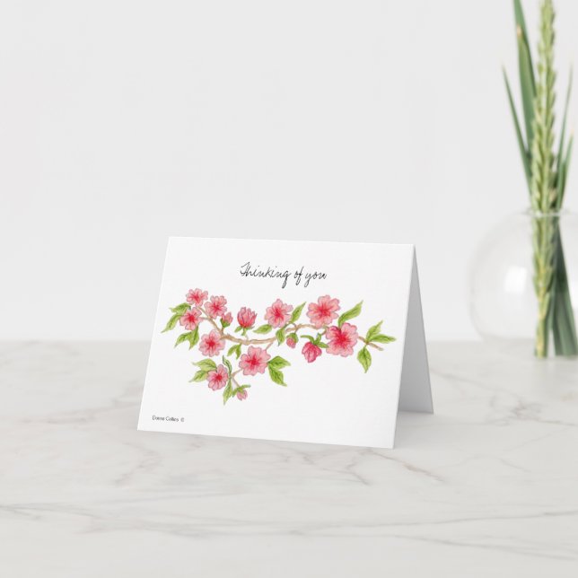 Thinking of You Cherry Blossoms Note Card (Front)
