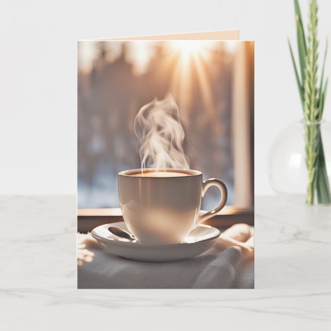 Thinking Of You Coffee By Winter Window Card (Front)