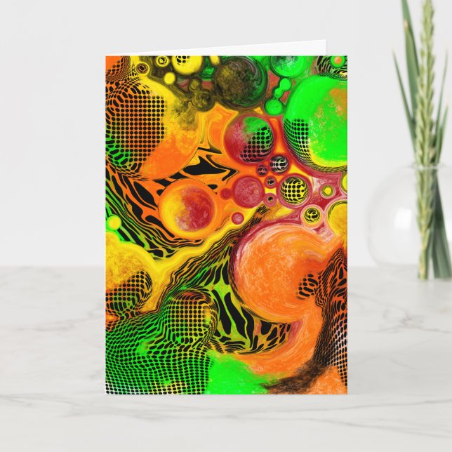 Thinking of You | Colourful Abstract Fluid Art Car Card (Front)