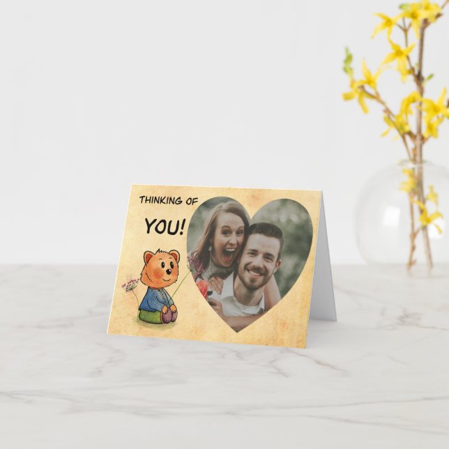 Thinking of you, customise photo! card (Yellow Flower)