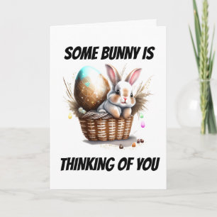 Thinking of you cute bunny rabbit pun happy holiday card
