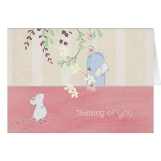 Thinking of You Cute House Mice Greeting Card