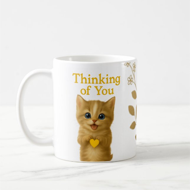 Thinking of You – Cute Kitten Pet Memorial Mug (Left)