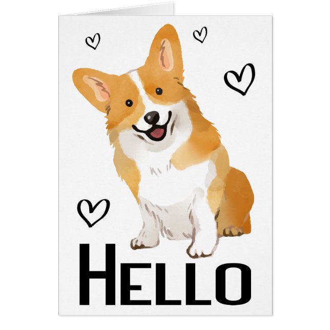 Thinking of You Cute Puppy Dog Corgi Hello (Front)