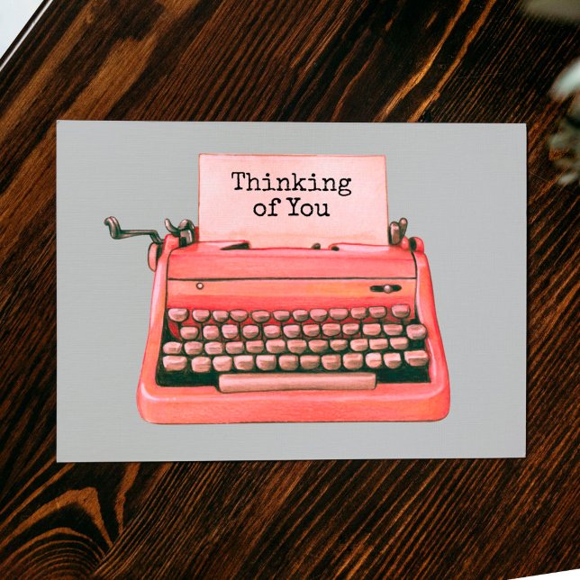 Thinking of You Cute Retro Typography Note Card (Creator Uploaded)