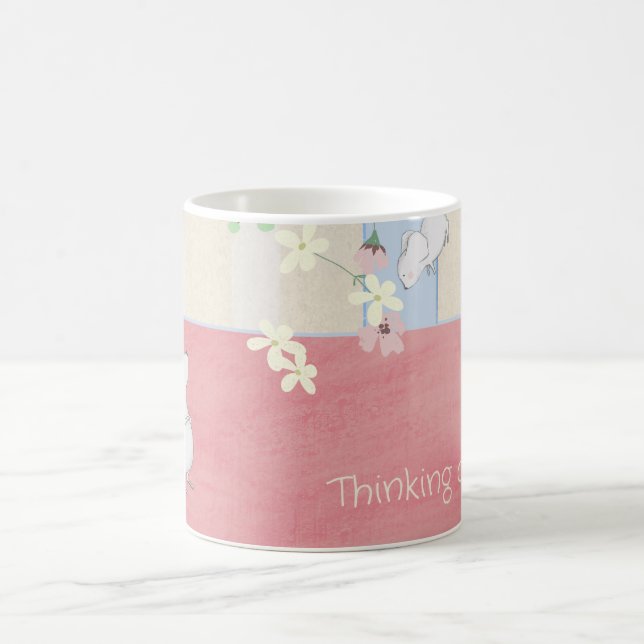 Thinking of You Cute White Mice Coffee Mug (Center)