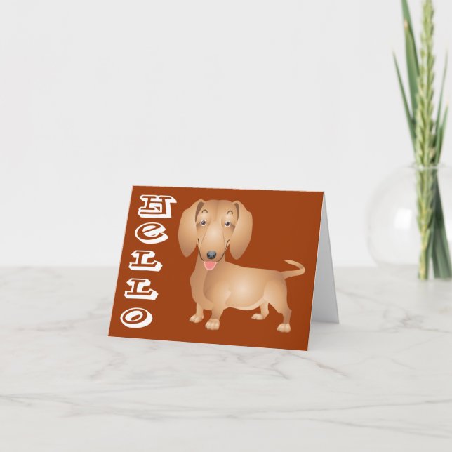 Thinking of You Dachshund Puppy Dog Note Card (Front)