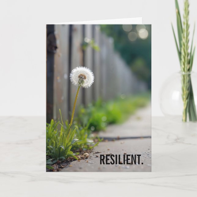 Thinking of You Dandelion Growing In a Sidewalk Card (Front)
