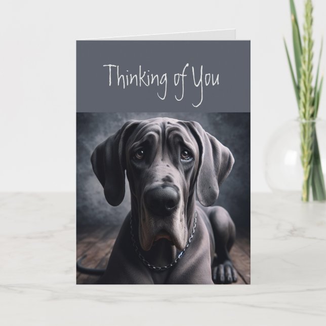 Thinking of You  Dark Times Sad Dog Great Dane Card (Front)