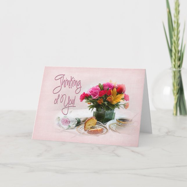 THINKING OF YOU - DELICATE - FLORAL/COFFEE CARD (Front)