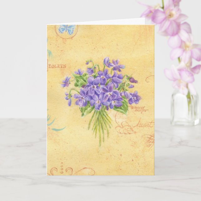 Thinking of You Delightful Bouquet of Violets Card (Orchid)
