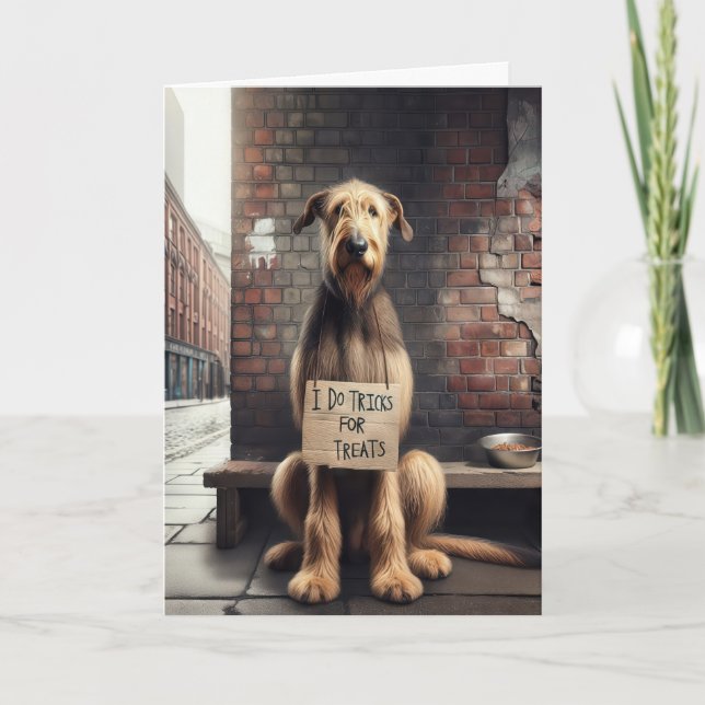 Thinking of You Dog With Cardboard Sign Card (Front)