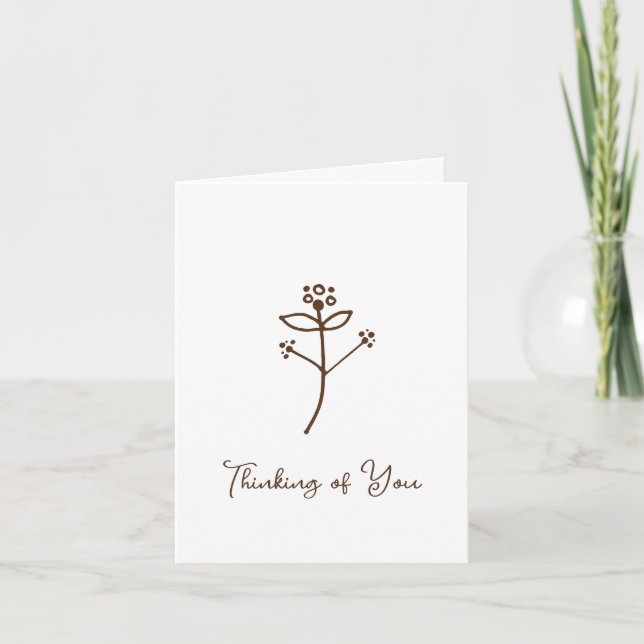 Thinking of You Doodle Flower Folded Blank Card (Front)