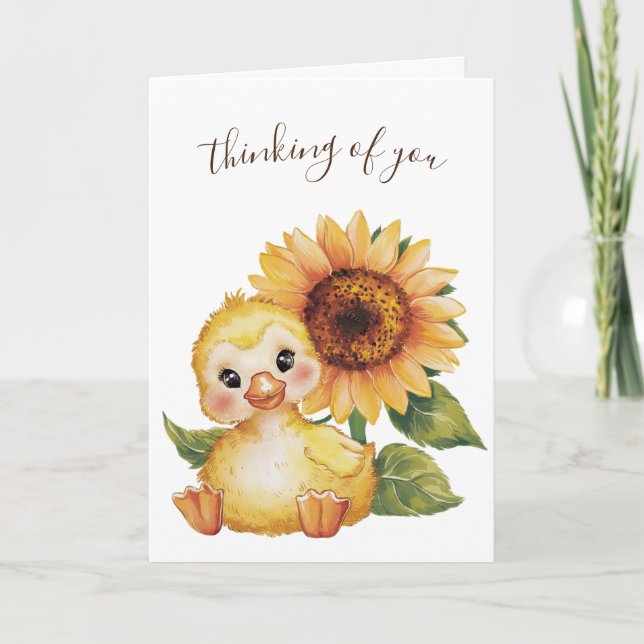 Thinking of You Duckling and Sunflower Card (Front)