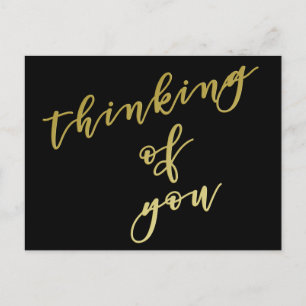 Thinking of you Faux Gold Script Postcard