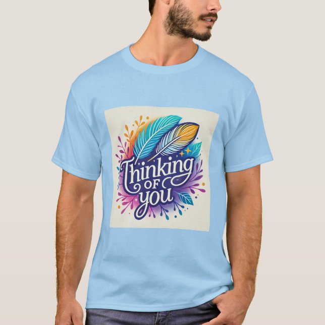 Thinking Of You Feathers Design Mens Tshirt  (Front)