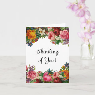 Thinking of You - Floral Flowers and Birds Card