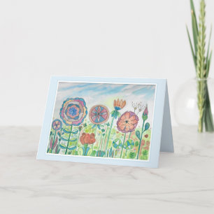 Thinking of you Flower Spinwheels Watercolor Card