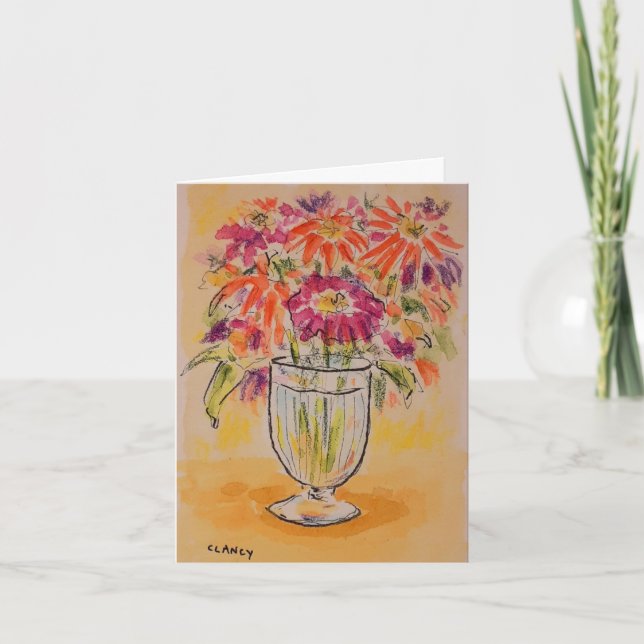 Thinking Of You Flowers Note Card (Front)