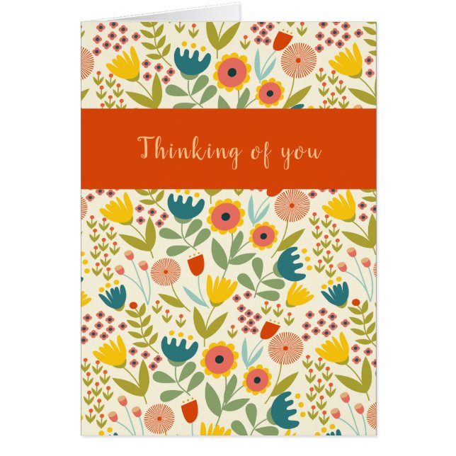 Thinking of You Folk Art Hello Greeting (Front)