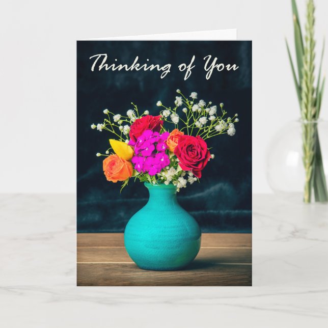 Thinking of You For Anyone Beautiful Flowers Holiday Card (Front)